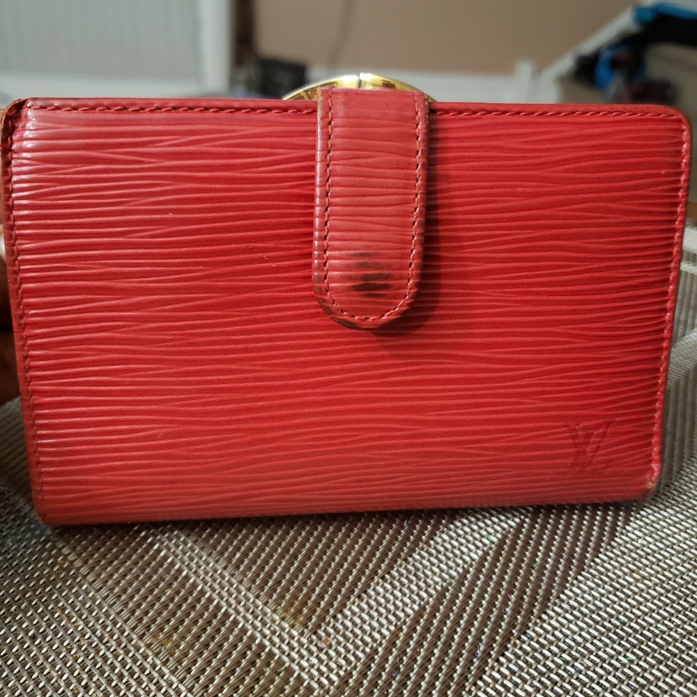 Authentic Red Louis Vuitton Epi Wallet